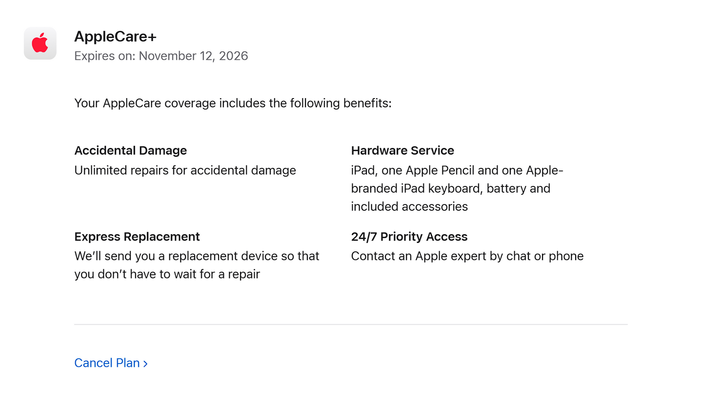 iPad Pro 11‑inch (2024) Nano‑Texture – M4 10‑Core CPU/GPU • Cellular 5G – 16GB RAM 1TB SSD • AppleCare+ 11/26