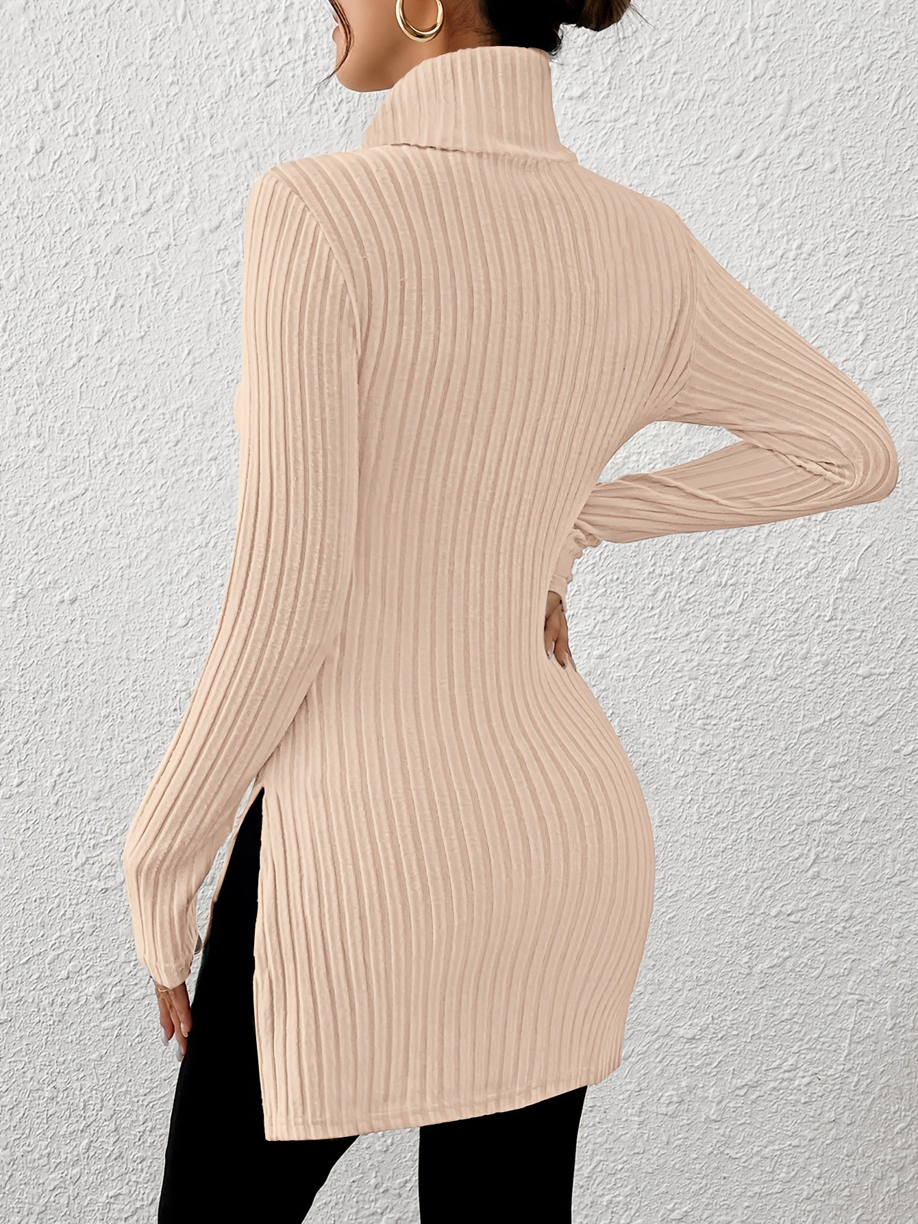 Elegant Soft Turtleneck Long Top
