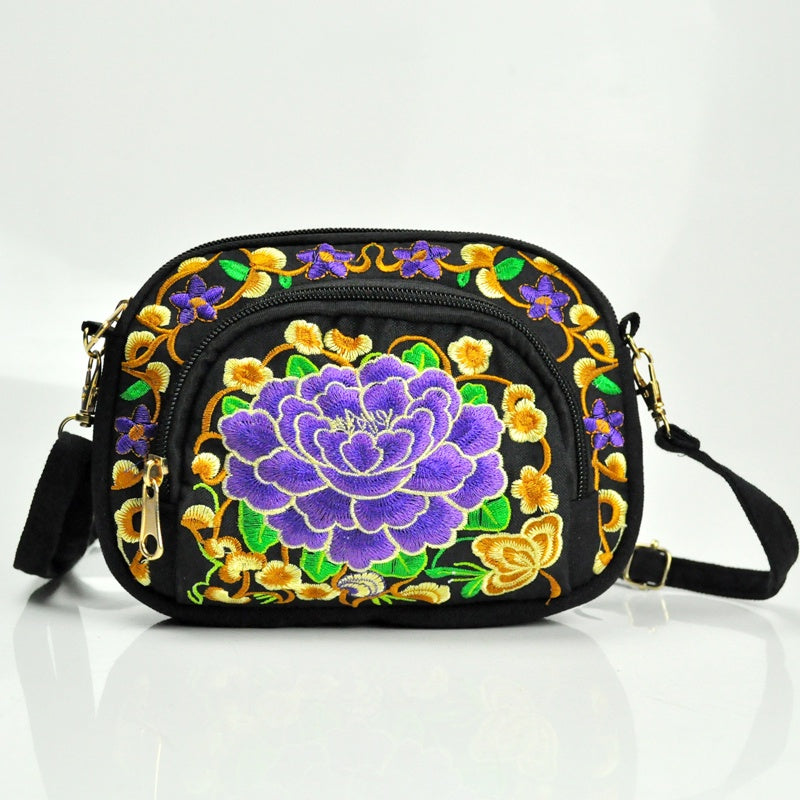Vibrant Floral Embroidered Crossbody Bag for Women