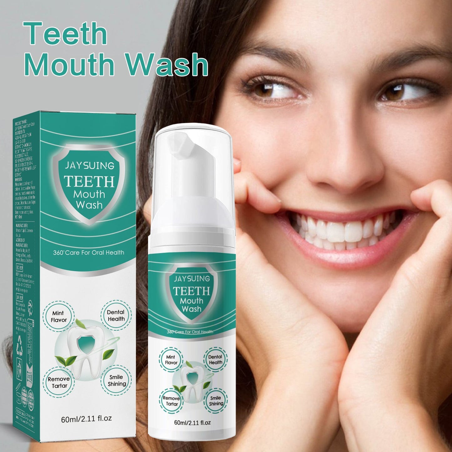 Foaming Teeth Mousse deeply cleans teeth stains, tooth yolk, gums and fresh breath
