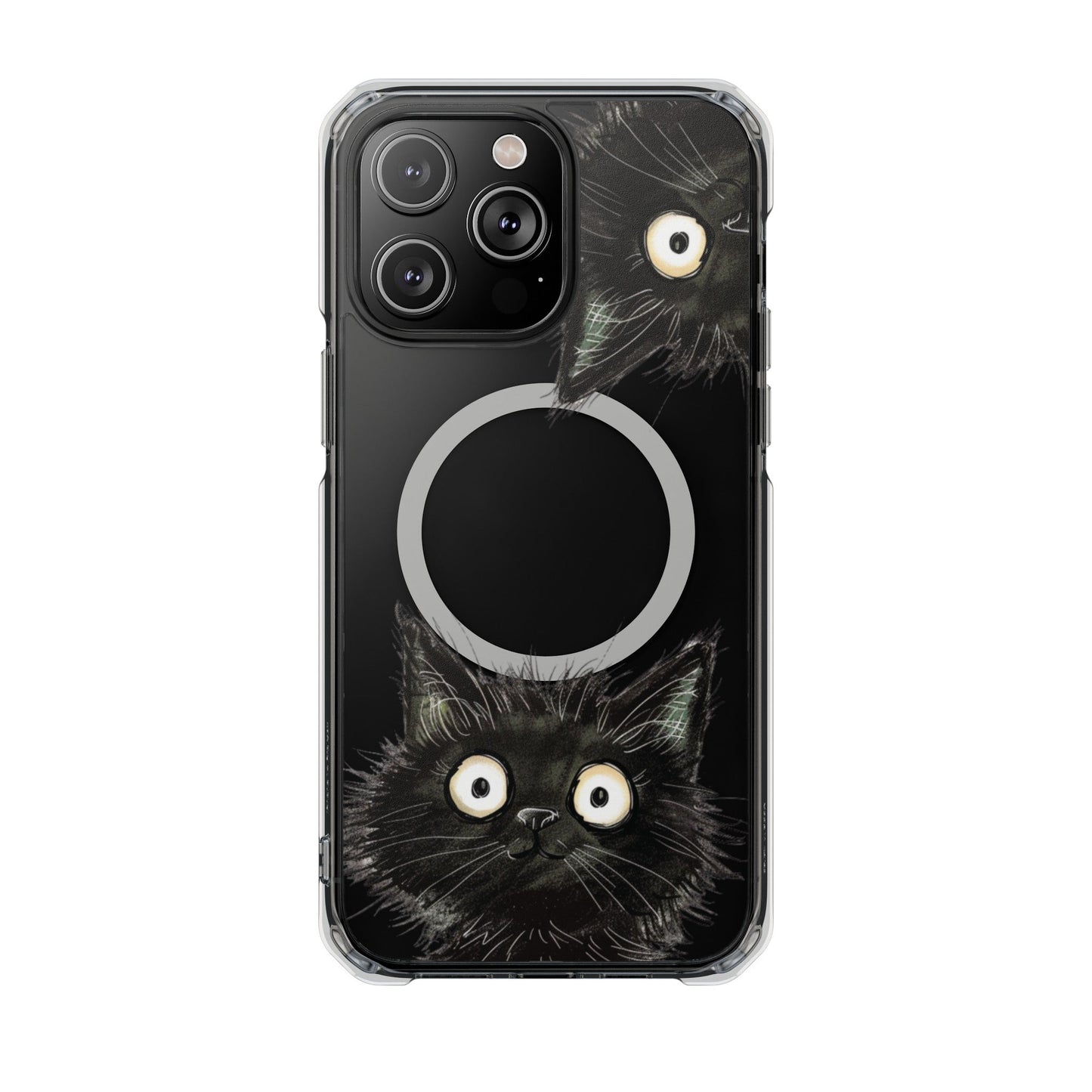 Curious Black Cat Magnetic Clear Case for iPhone Series