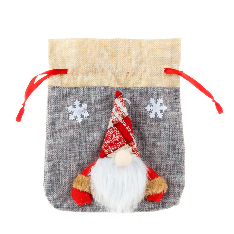 Forest Man Gift Bag Christmas Linen Cartoon Decoration Faceless Elderly Gift Bag Gift Bag Candy Bag