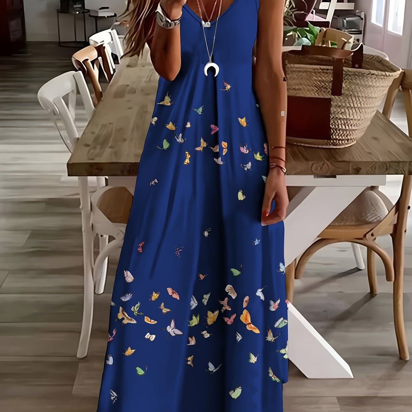 Stunning Plus Size Butterfly Maxi Dress Flowy VNeck Summer Style
