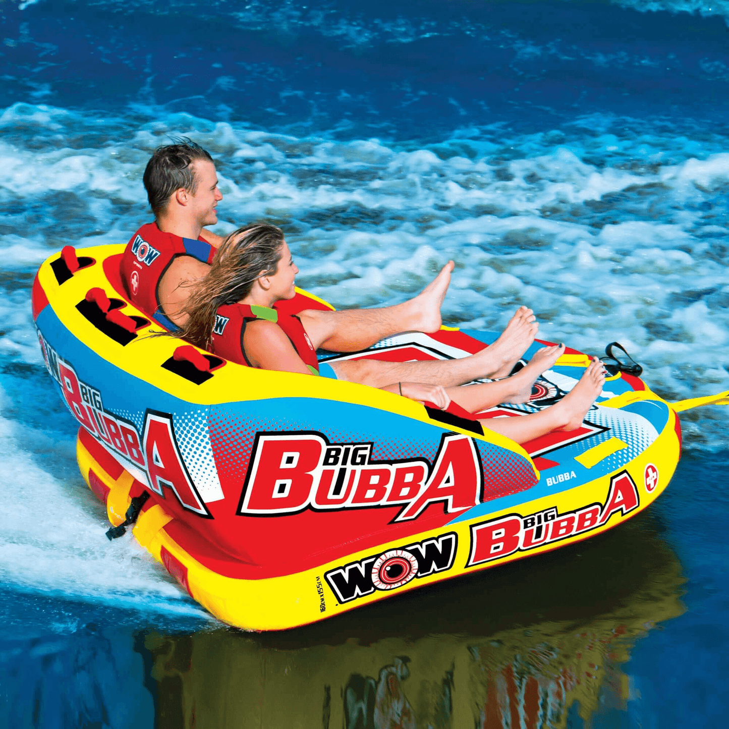 WOW Watersports Big Bubba Hi Vis 2 Person Towable Water Tube For River and Lake