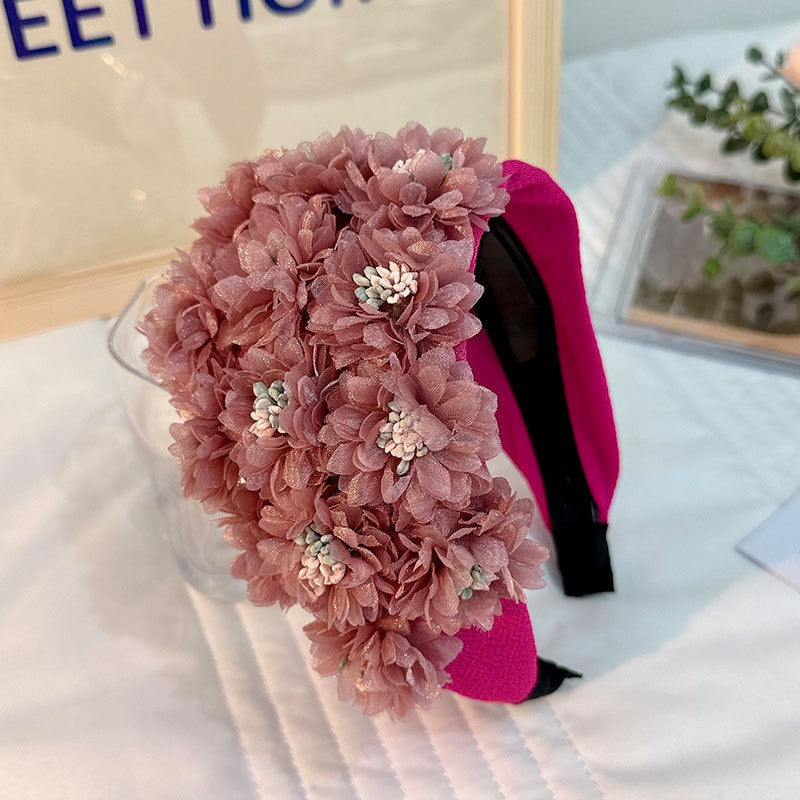 Flower series fashionable wide edge handmade fabric headband headband for women
