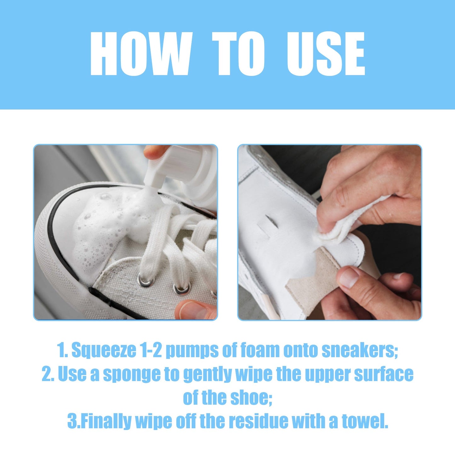 Foam Sneaker Cleaner, Small White Shoes Clean Stains Yellow Oxidation Portable No-Wash Cleaning