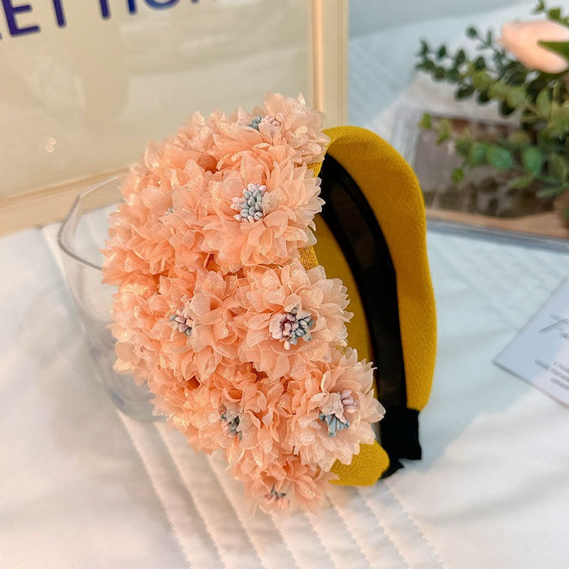 Flower series fashionable wide edge handmade fabric headband headband for women