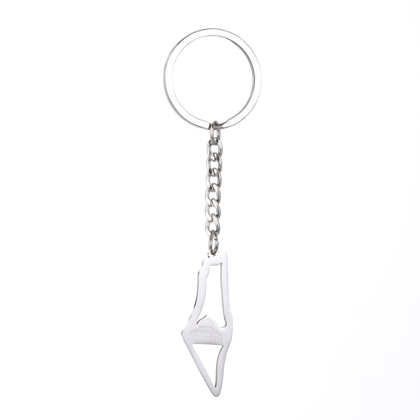Israel Palestine Map Flag Drip Oil Stainless Steel Keychain Fashion Men's and Women's Stainless Steel Keys