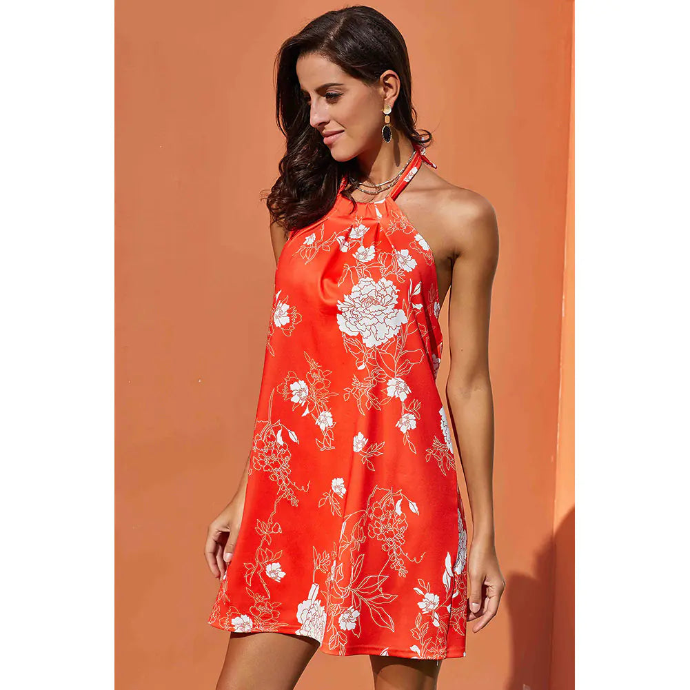 Sleeveless A-Line Dress with Print Patterns