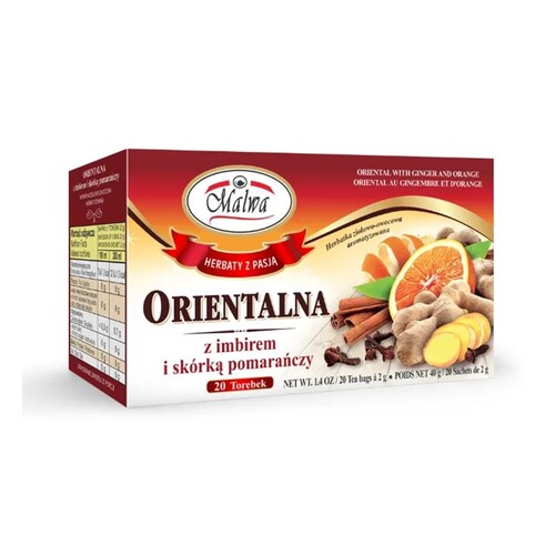 MALWA Herbal Oriental Fruit Tea with Ginger and Orange Peel 20 tea bags