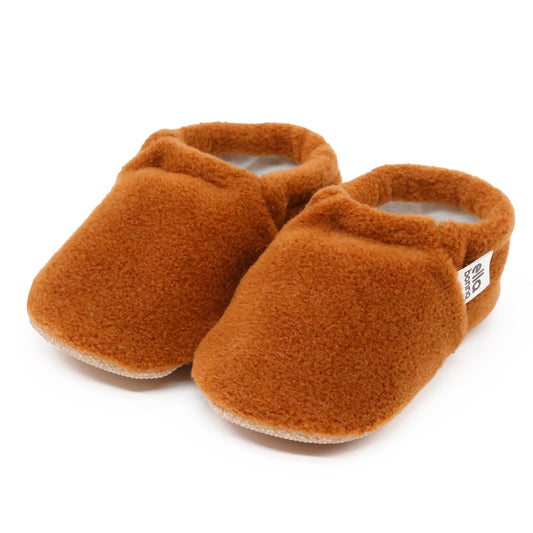 Fleece Baby House Booties, Non-Slip Sole, Organic Cotton Lining, Taba