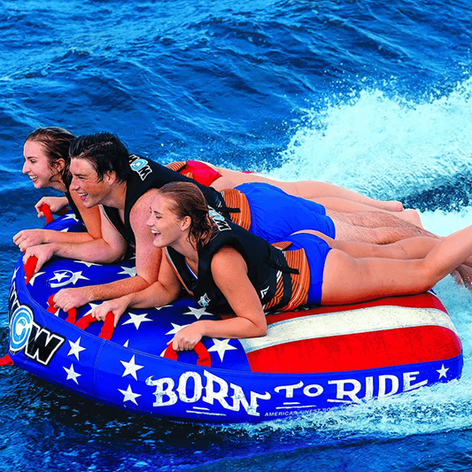 WOW Watersports Born to Ride 3 Person 3P Towable with Soft Top and EZ Tow