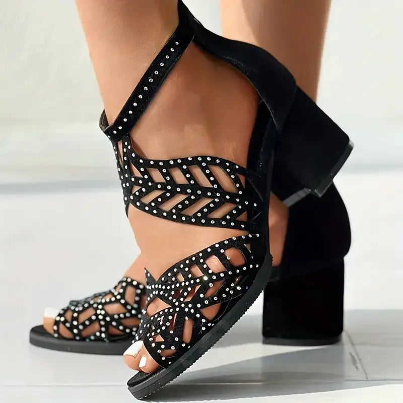 Breathable Women's Fish Mouth Sandals with Thick Heels