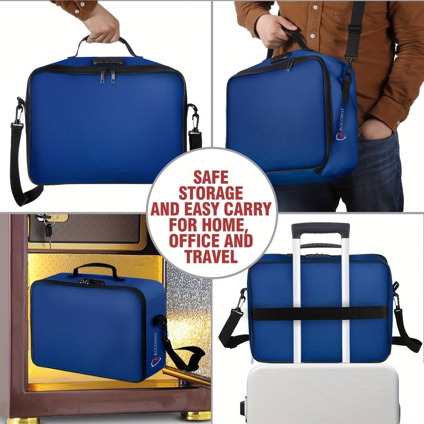 Fireproof Document Bag with Lock  Reflective Strip