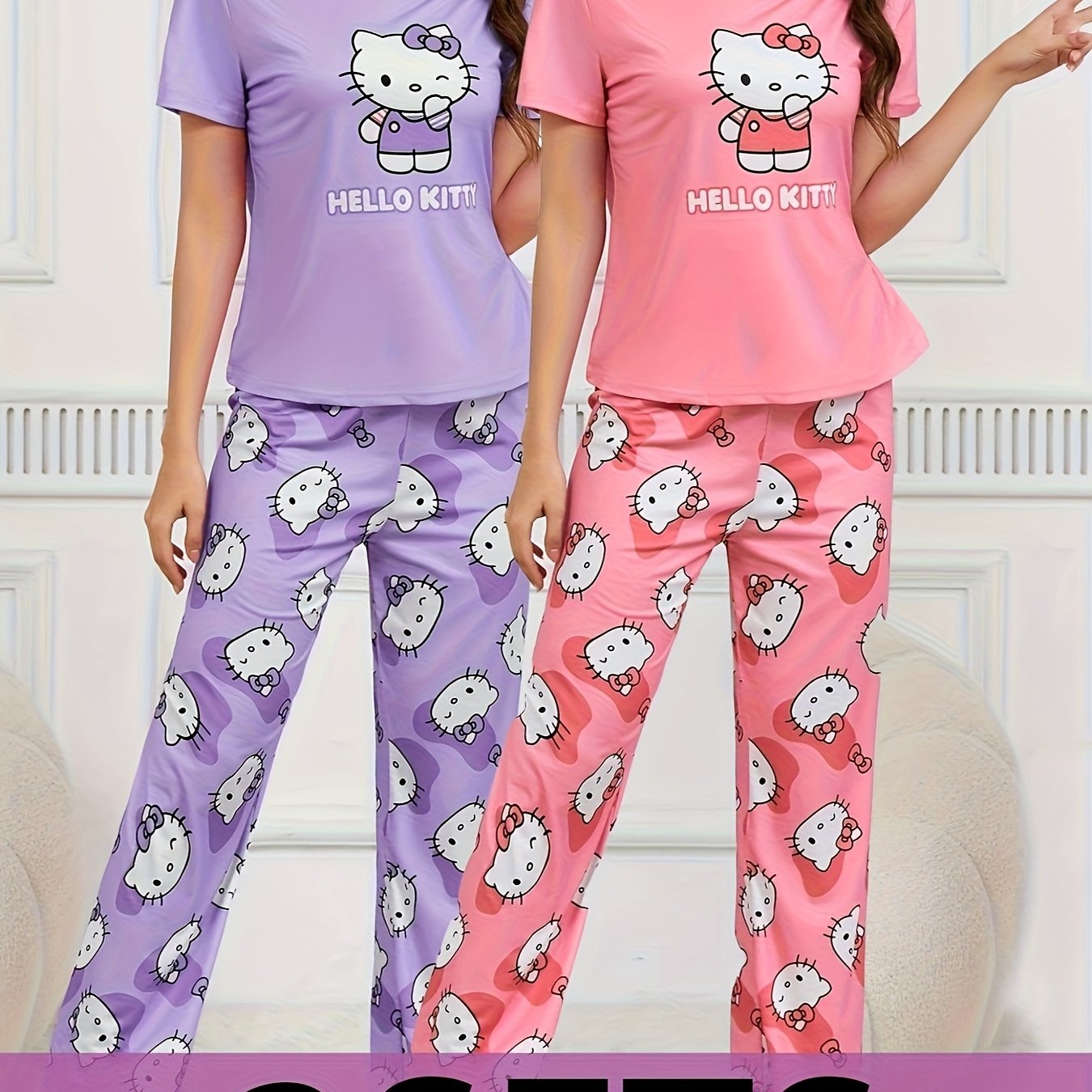 Cute Hello Kitty Pajama Set for Women  2 Sets