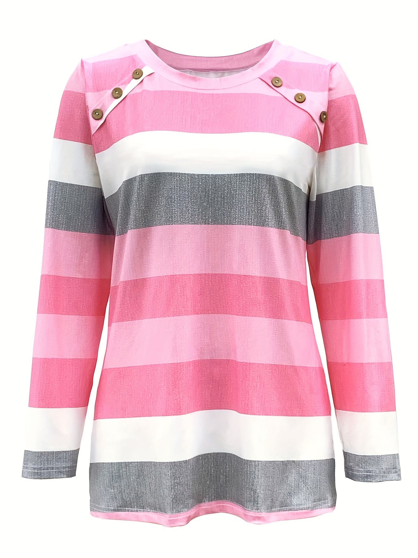 Chic Striped Round Neck T-shirt for Cozy Wear