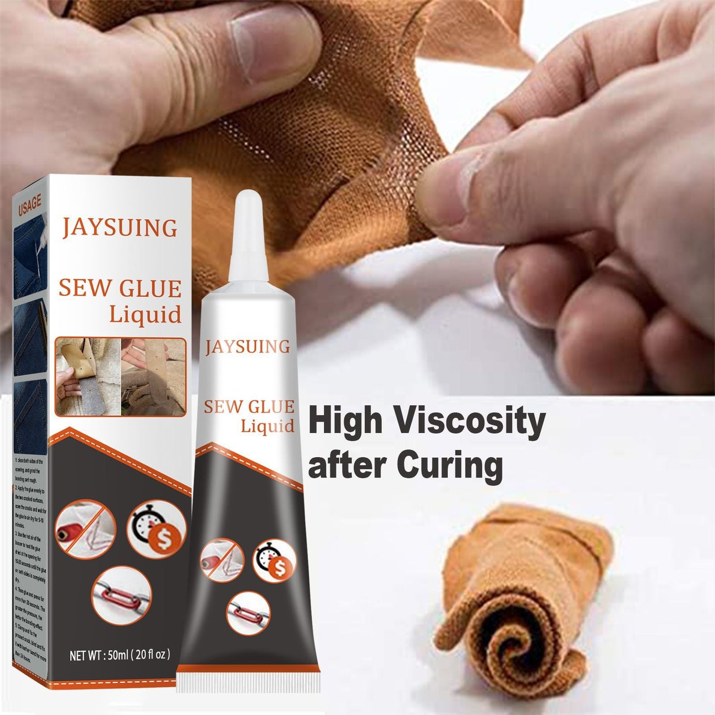 Jaysuing Cloth Repair Glue White Seam Glue Clothing Repair Glue Washable Ironing Cloth Adhesive Glue