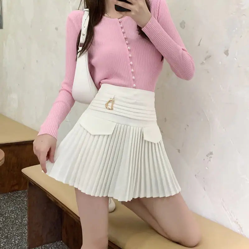 Women's Spring Summer Pleated Skirt Dress