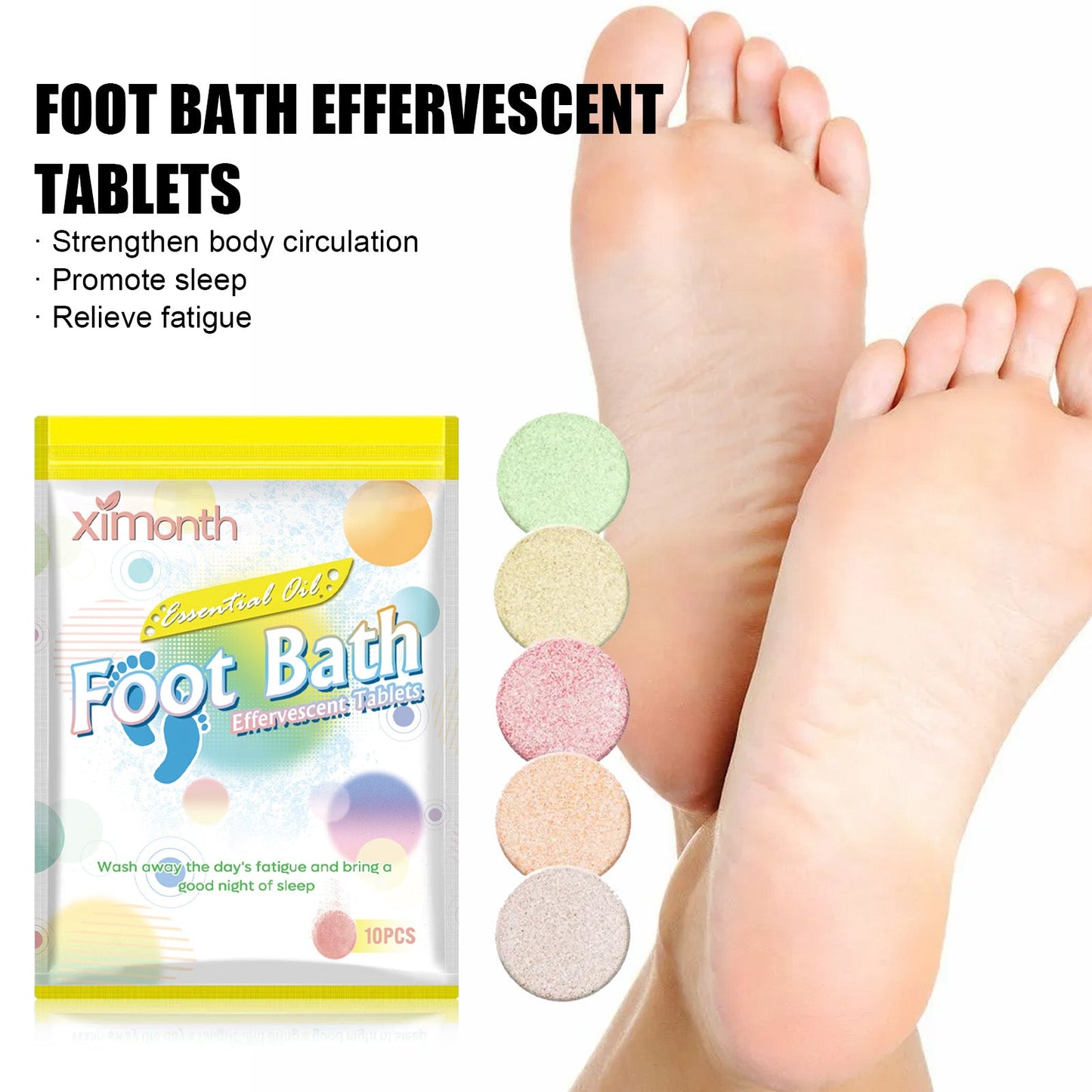 Foot Bath To Soak Foot Pieces, Foot Cleansing Treatments Relieve Fatigue Pamper Sleep Body Care Foot Bath Tablets