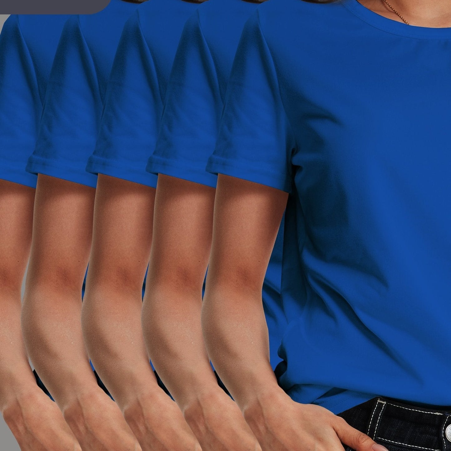 5Pack Womens Soft Stretch Casual Round Neck T-Shirts