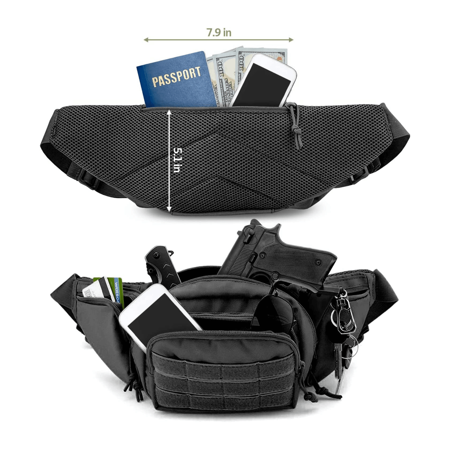 JupiterGear Tactical Military Fanny Pack Waist Bag & MOLLE EDC Pouch For Outdoor Activities