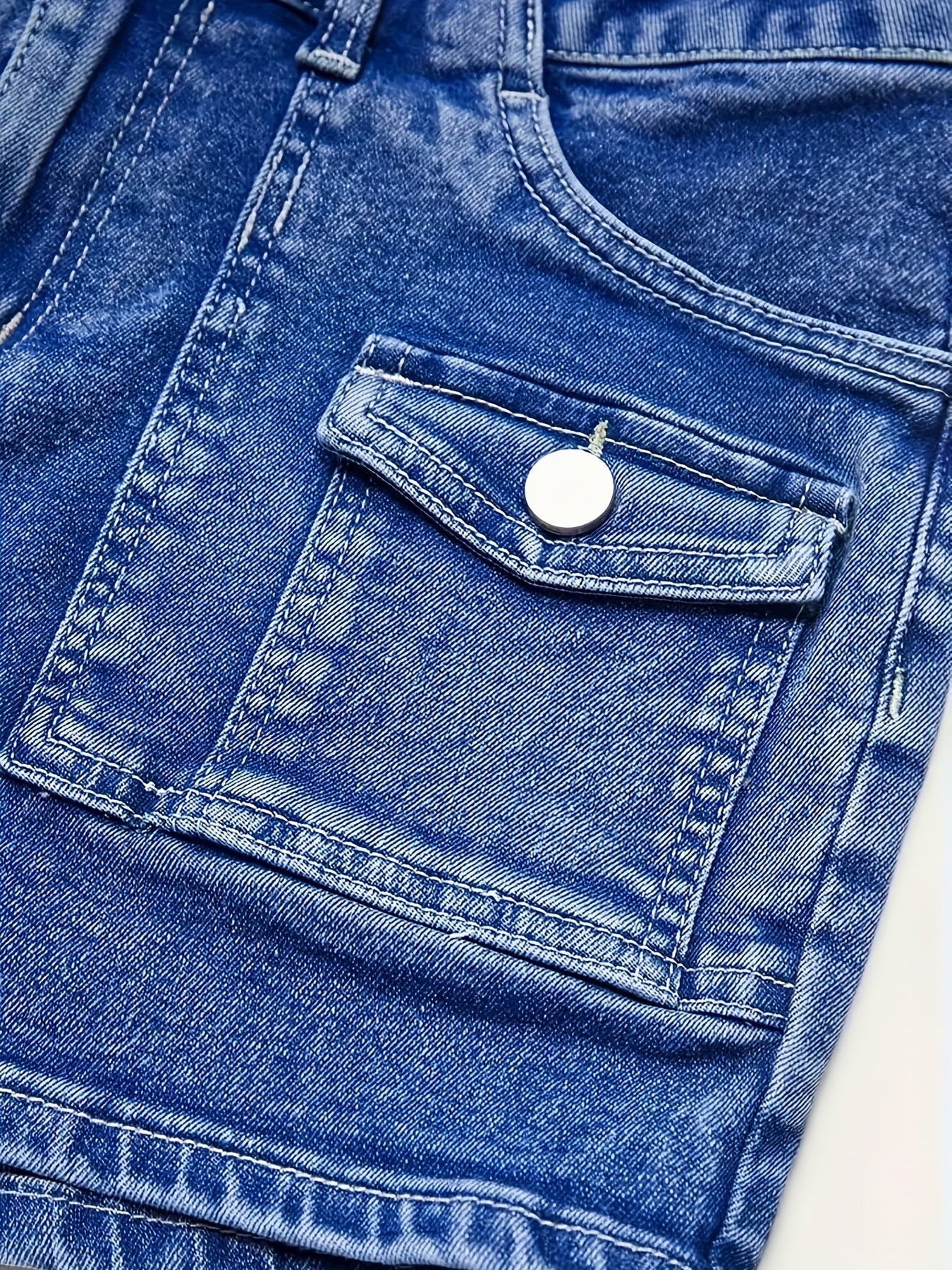 Retro Stretch Denim Work Shorts Stylish Pocketed Comfortable