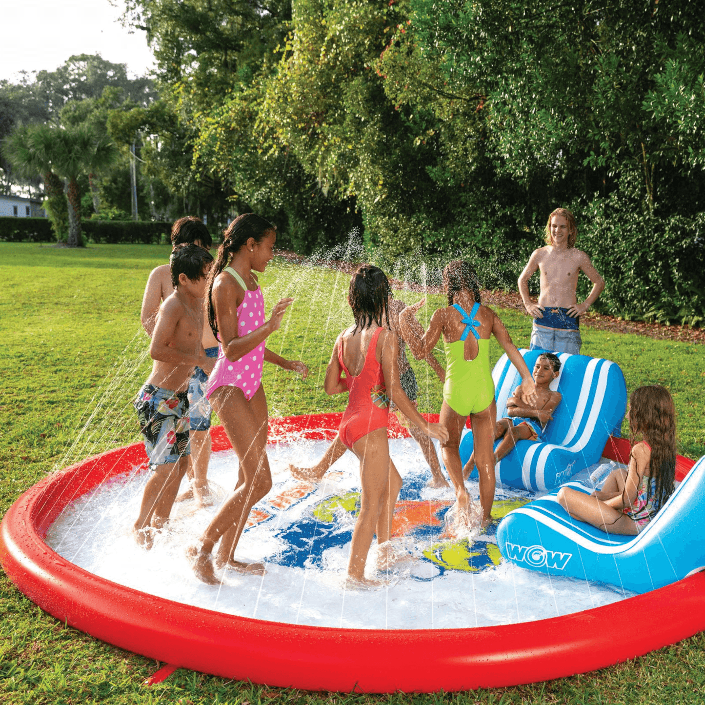 WOW Watersports Splash Pad Lounge Chair w Bottom Slot and Built-In Cup Holder