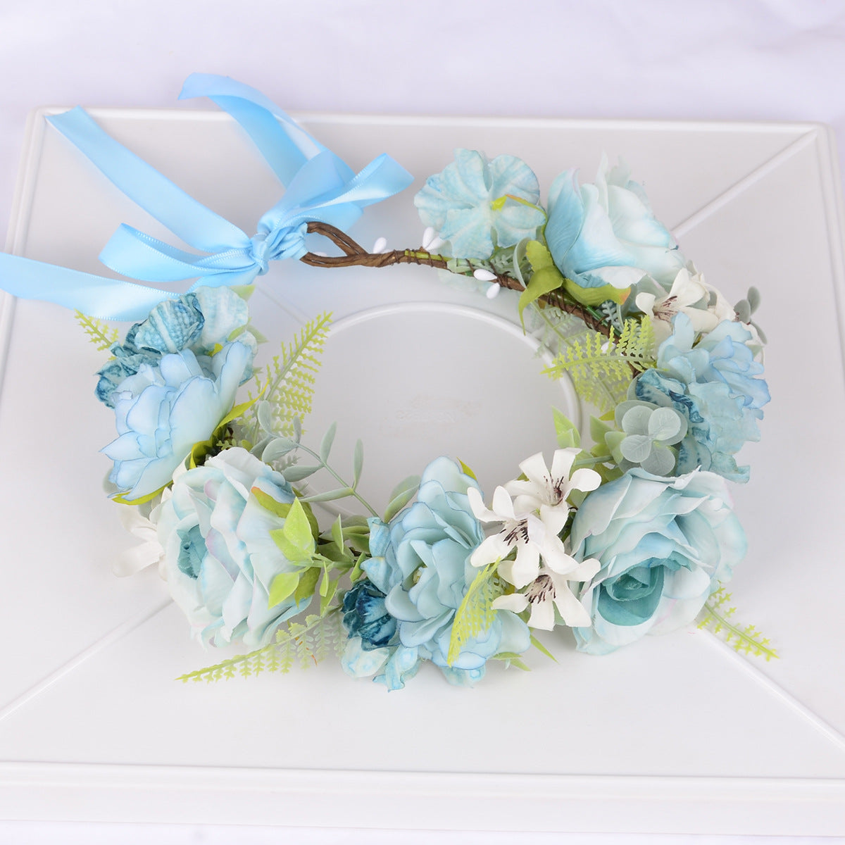 Flower Wreath Simulation Flower Leaves Hair Strap Photography Retro Hanfu Bridal Girl Flower Wreath Headwear