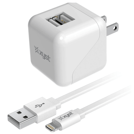 Xyst 2.4-Amp Dual USB Wall Charger With 4Ft Lightning Cable