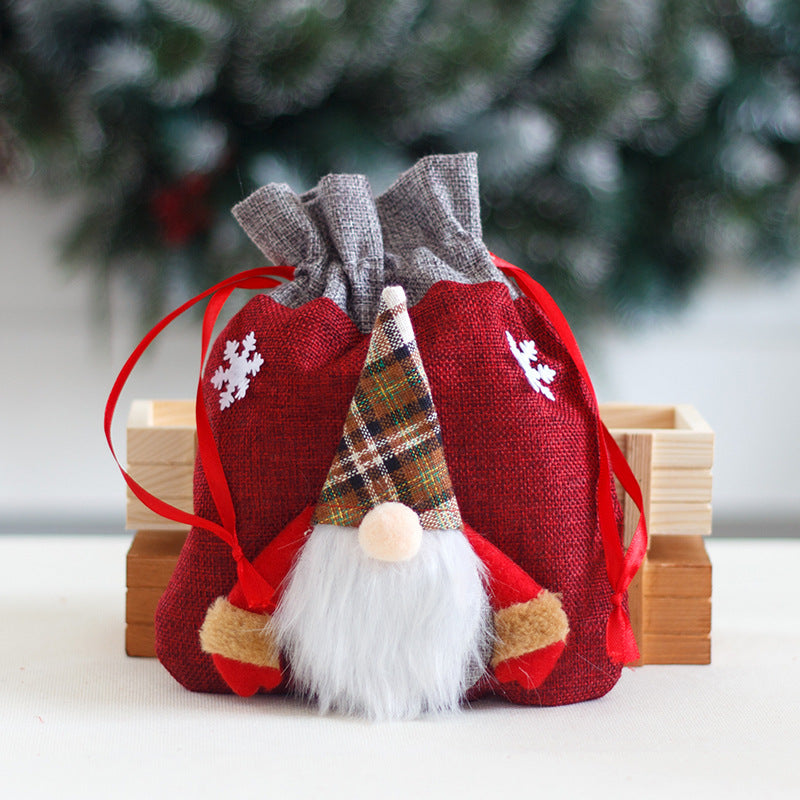 Forest Man Gift Bag Christmas Linen Cartoon Decoration Faceless Elderly Gift Bag Gift Bag Candy Bag