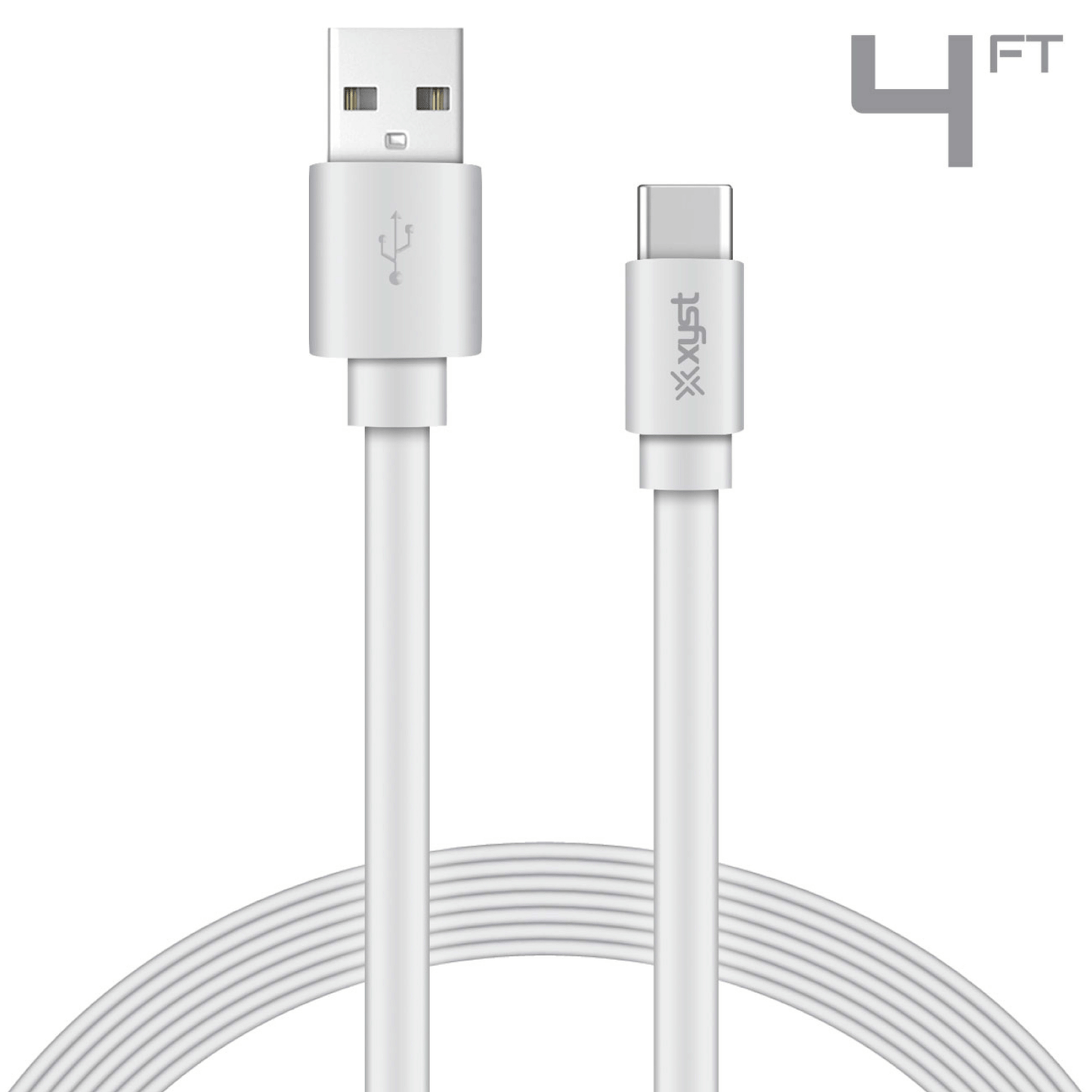 Xyst Charge and Sync USB to USB-C Flat Cable 4Ft