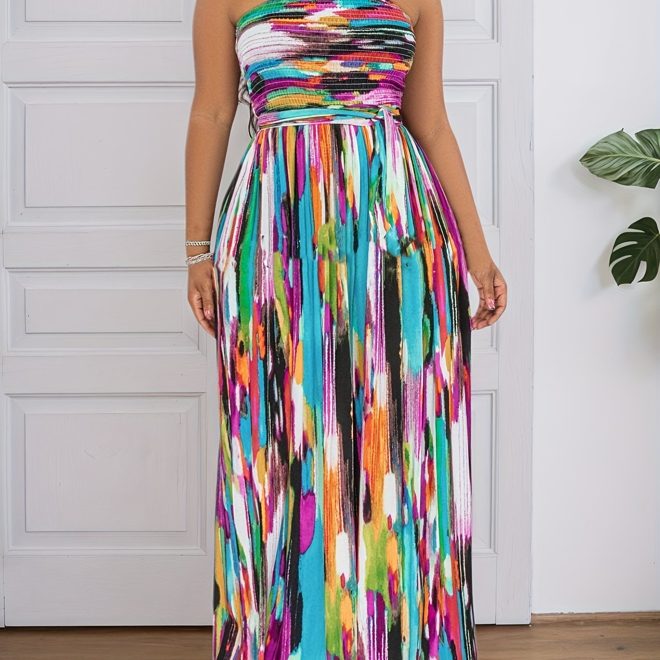 Strapless Backless Effortlessly Chic Bold Geometric Jumpsuit