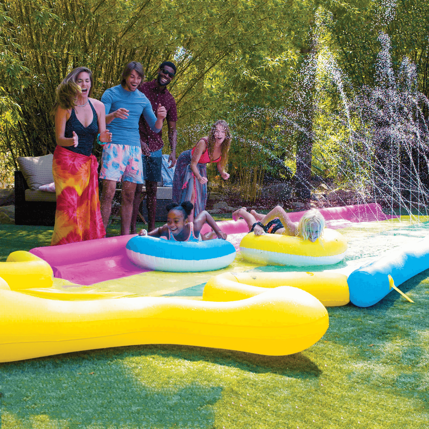 WOW Watersports 40' x 8' Rainbow Star Super Slide with 2 Inflatable Sleds