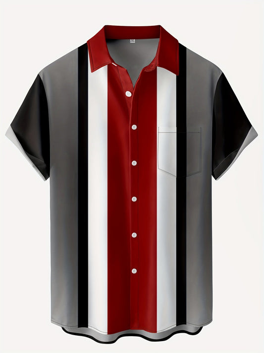 Mens 3D Stripe Lightweight Summer Casual Button Shirt