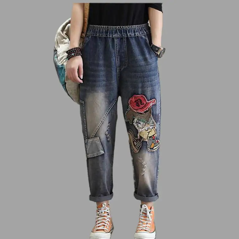 Comfortable Women's Wide Leg Jeans with Elastic Waist