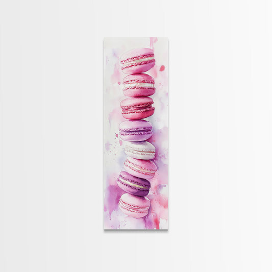Macaron Art Canvas Print Food Review Kitchen Art Pink Orange Wall Art Whimsical Art Dessert Painting Gift Idea Kitchen Rustic
