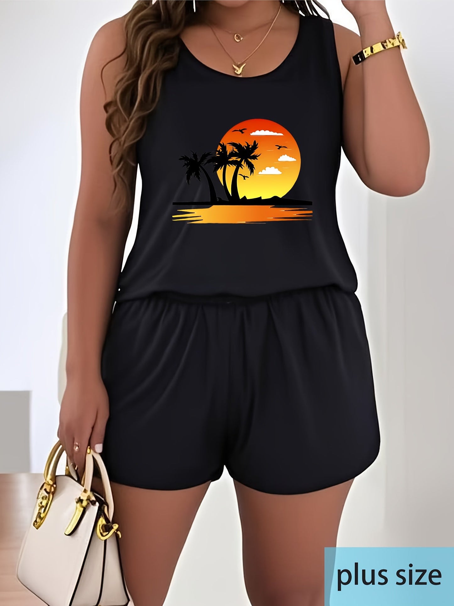 Sunset Beach Plus Size Summer Outfit Set