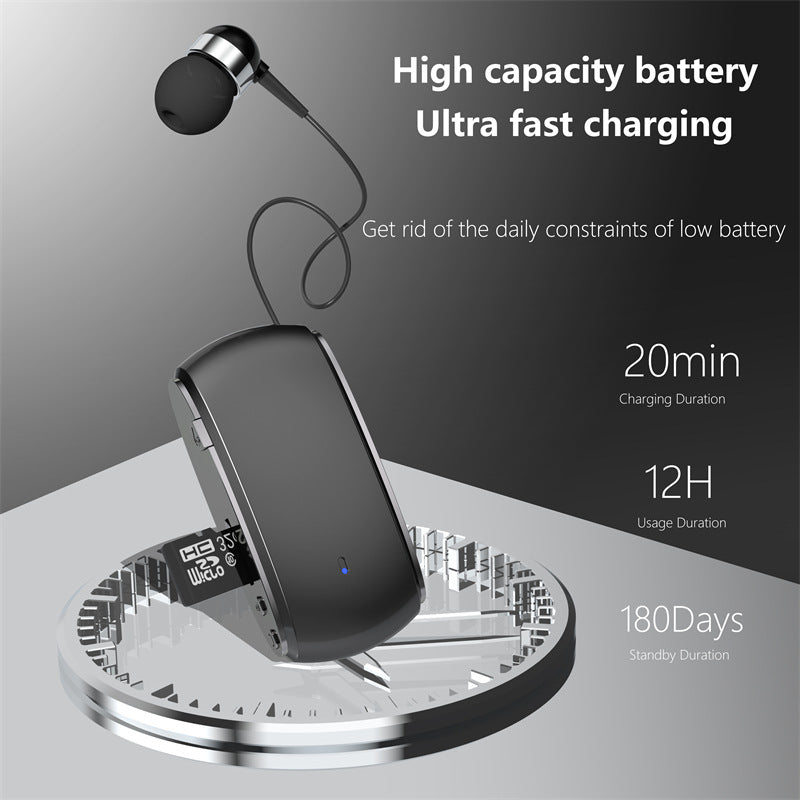 K68 New Collar style Bluetooth Earphones MP3 Earphones Wireless Telescopic Cable Single Ear Card Insertion Recording Earphones