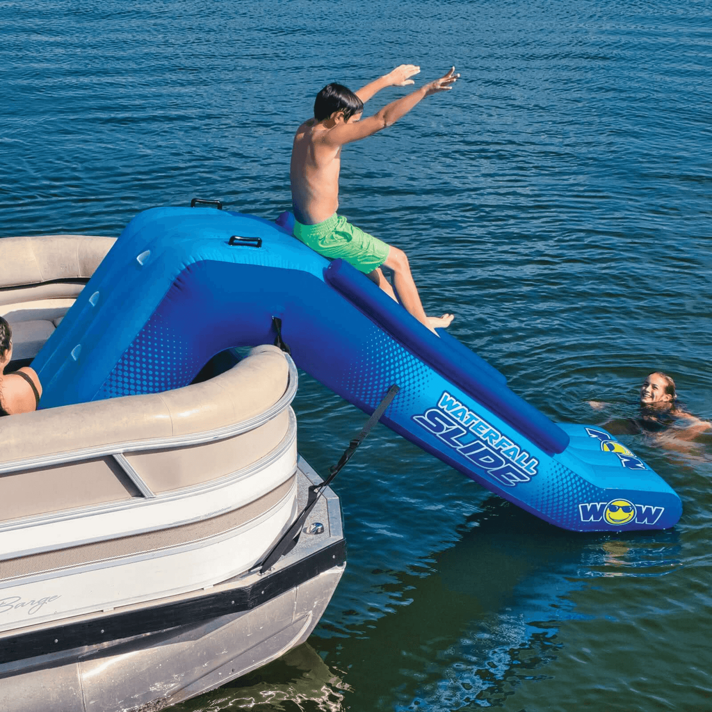 WOW Watersports Pontoon Waterfall Slide with Inflatable Safety Rails