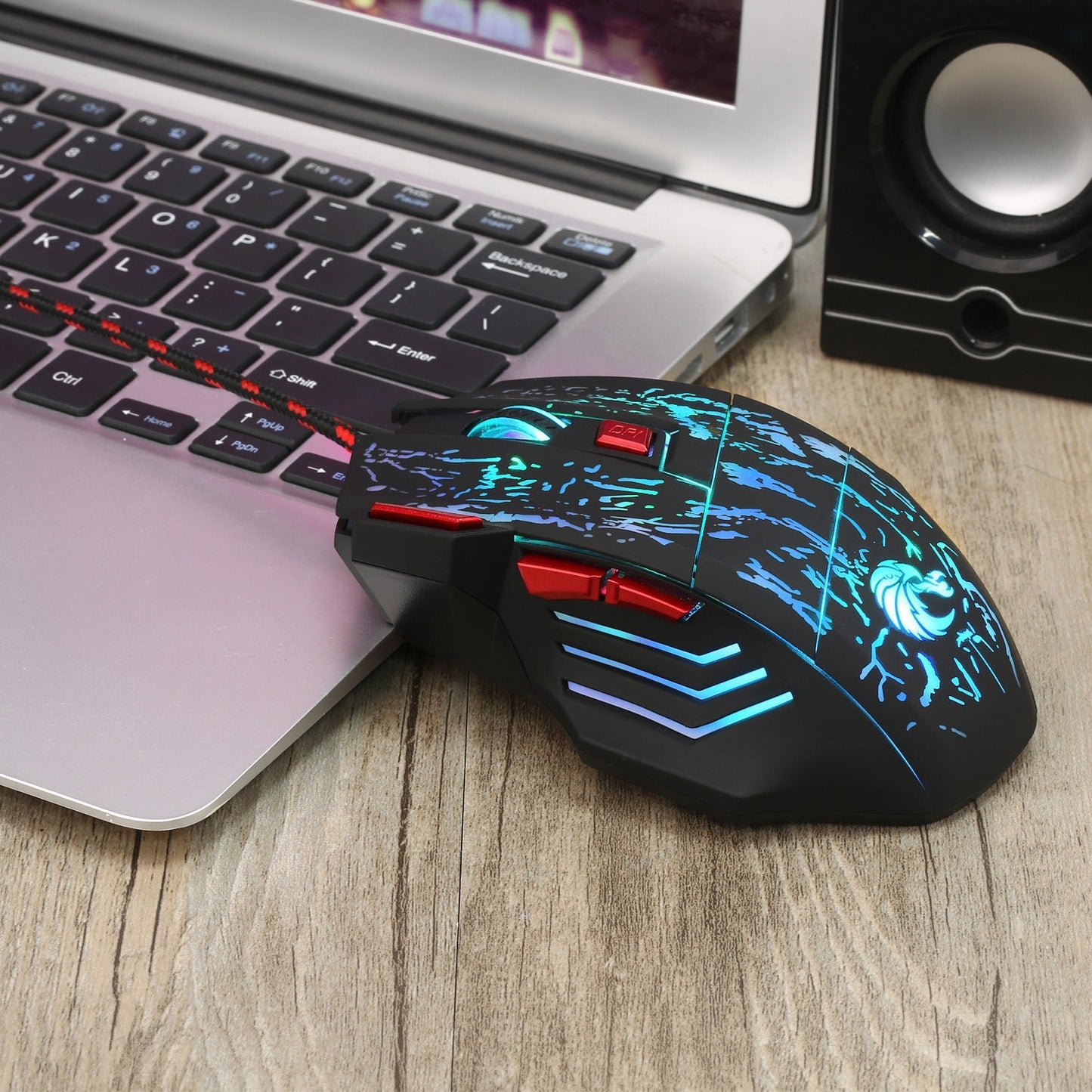 Flowing Crack Colorful Luminous Gaming Mouse Wired Blaze Bird Mouse