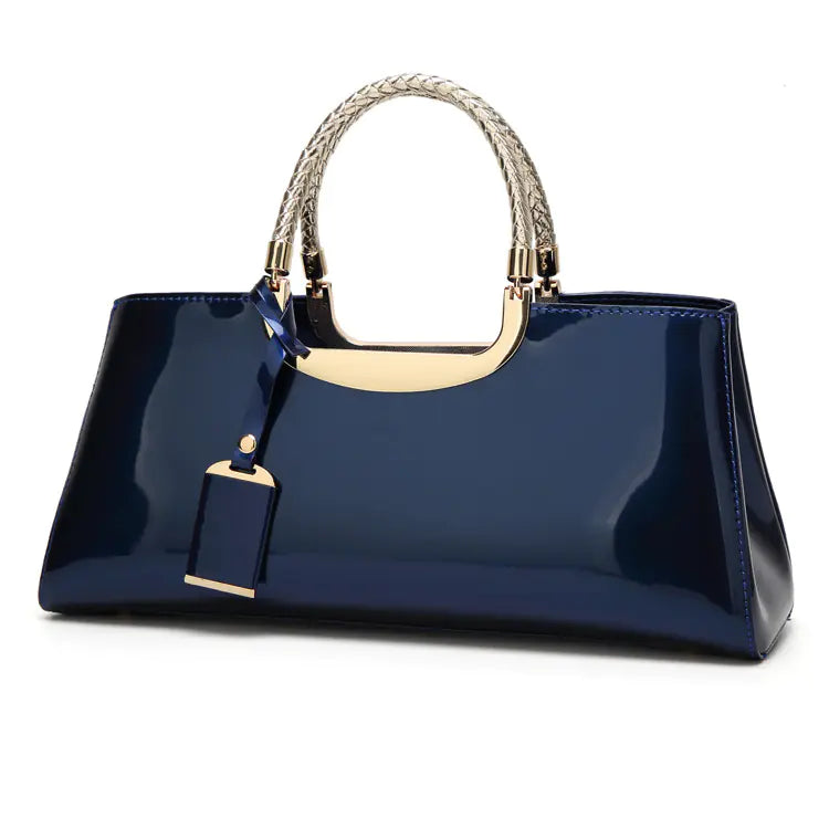 Fashionable Glossy Patent Leather Handbag for Brides