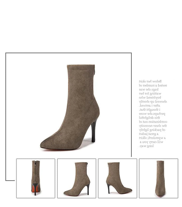 Chic Women's Sock Ankle Boots with High Stiletto Heels