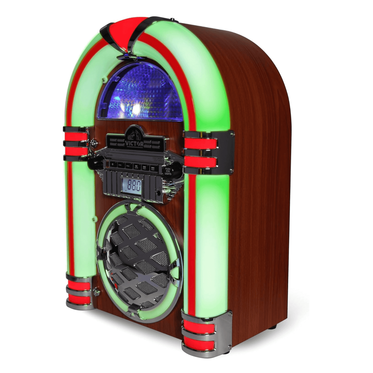 Victor Wilshire Bluetooth Jukebox with Multicolor LED Lighting and FM Radio