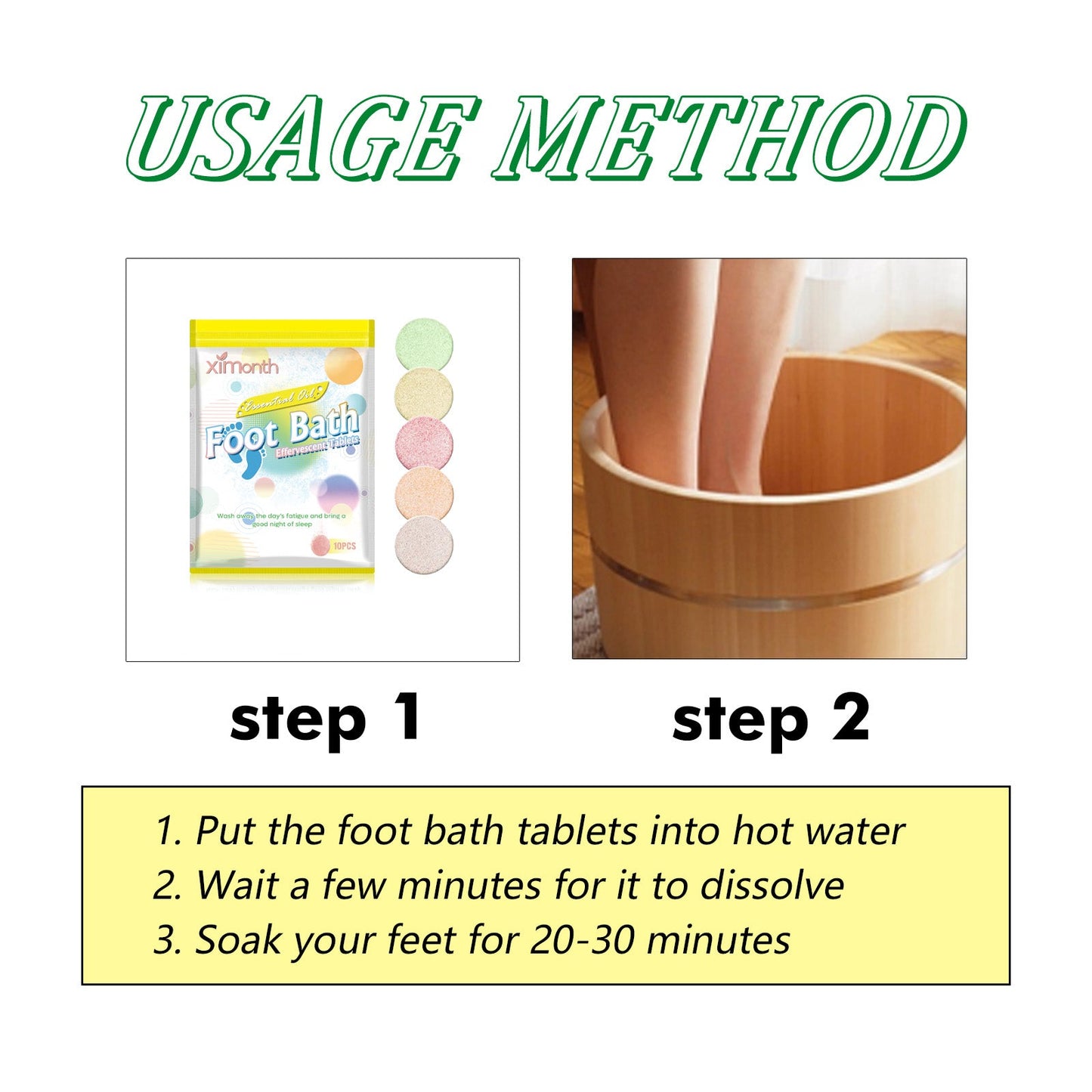 Foot Bath To Soak Foot Pieces, Foot Cleansing Treatments Relieve Fatigue Pamper Sleep Body Care Foot Bath Tablets