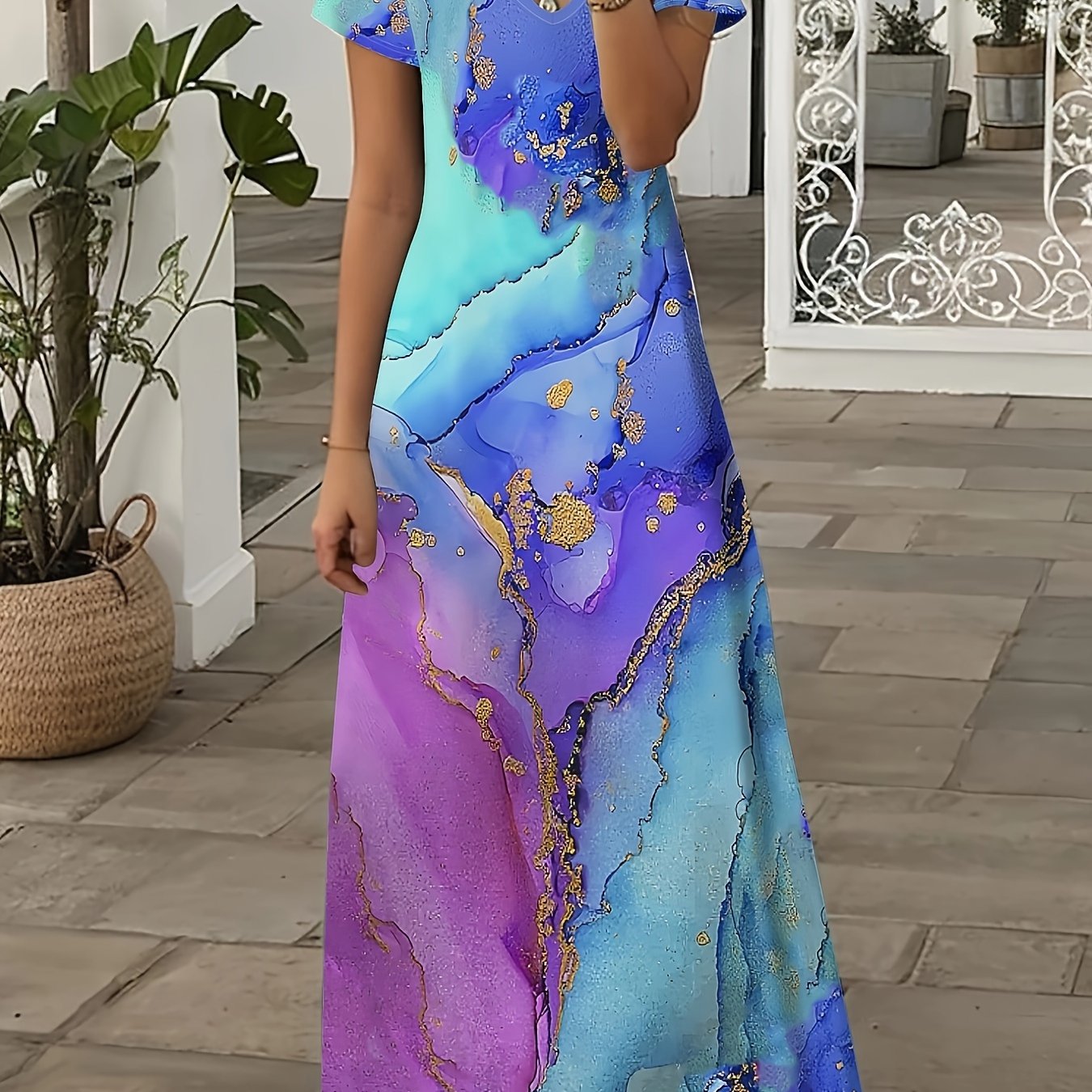 Comfort Marble Swirl Dress Plus Size