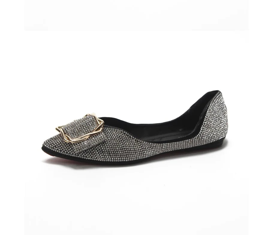Style Pointed Toe Rhinestone Flat Shoes