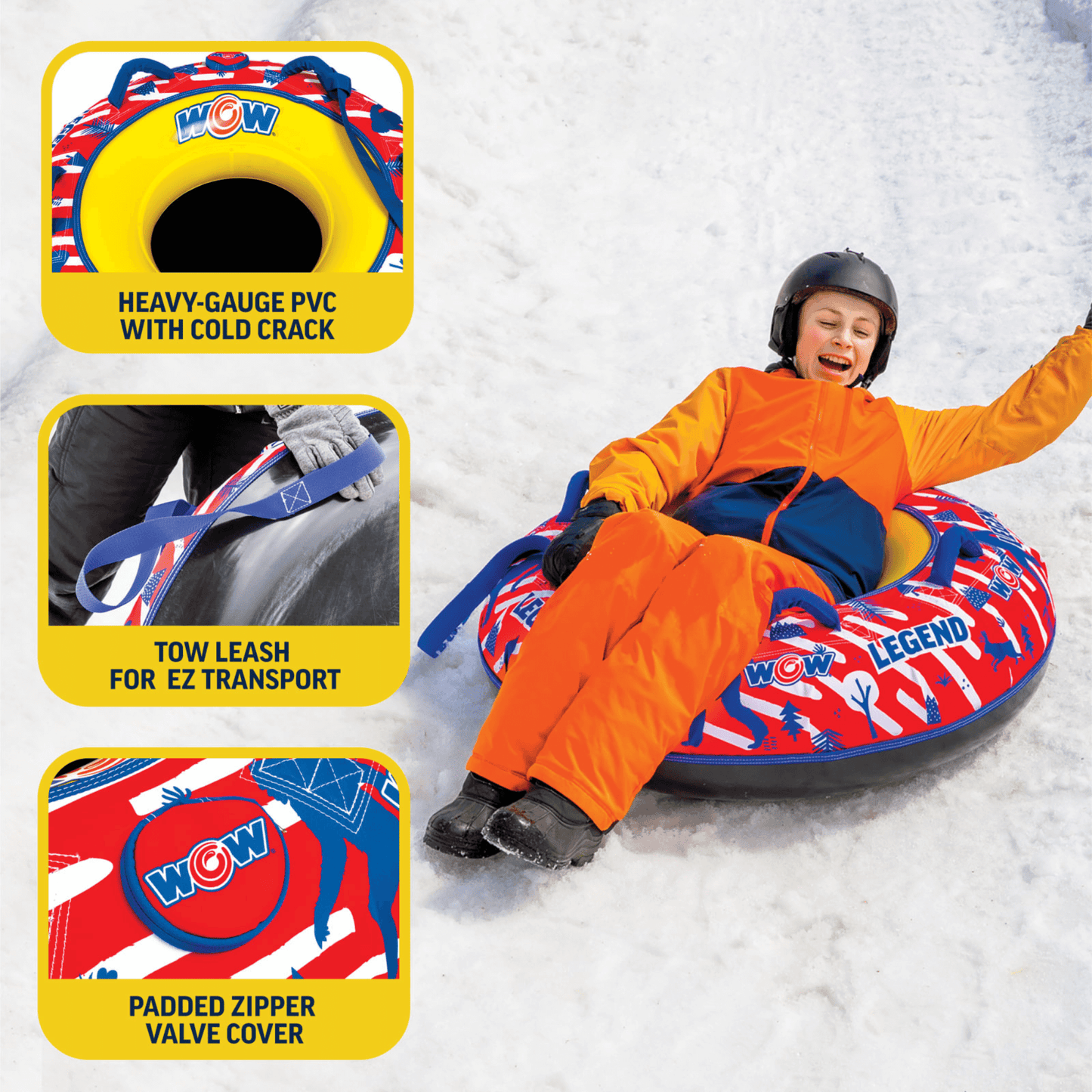 WOW Watersports Legend Hard-Bottom Snow Tube for 1 Person