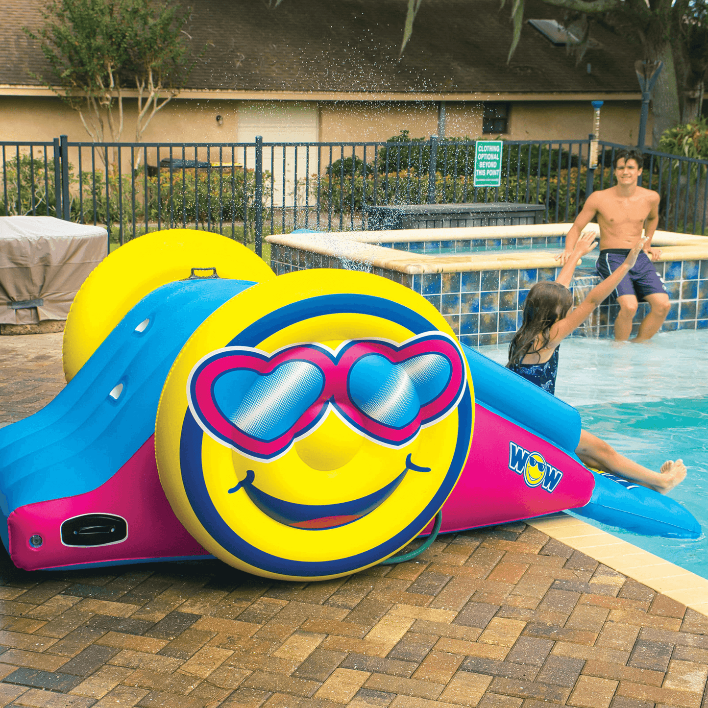 WOW Watersports Fun Inflatable Water Slide with Sprinklers for In-Ground Pools