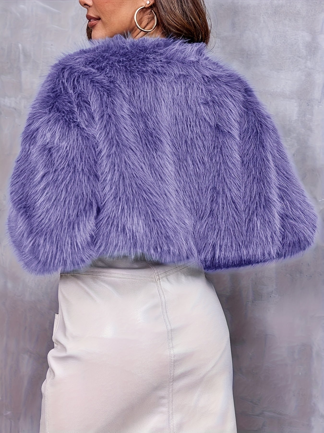 Elegant Faux Fur Cropped Jacket