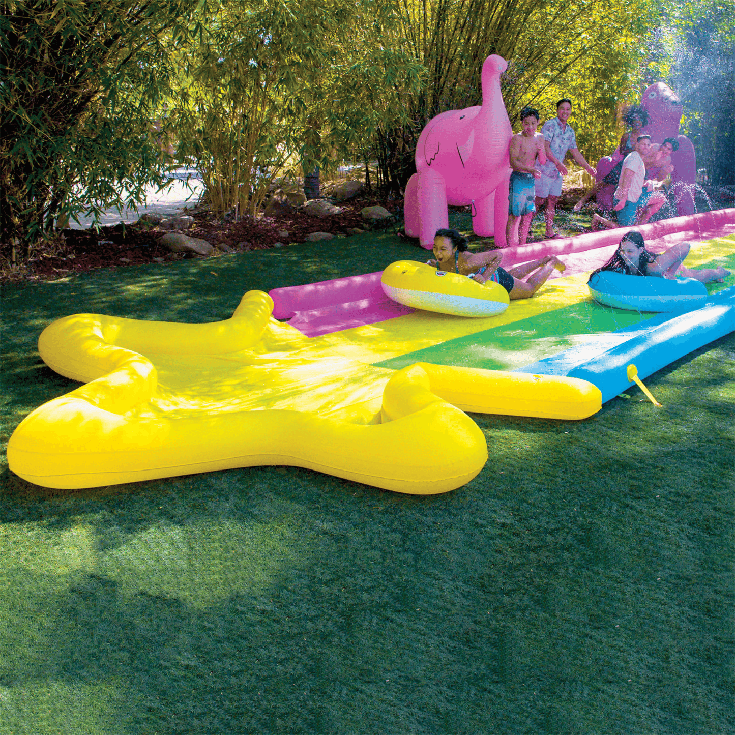 WOW Watersports 40' x 8' Rainbow Star Super Slide with 2 Inflatable Sleds